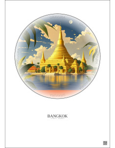 Bangkok Vintage Travel Poster – Bangkok | Gravura – Light background