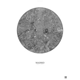 Affiche Madrid – Poster vue satellite 6km N&B | Gravura – Fond clair