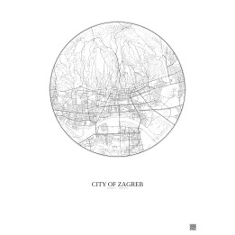 Affiche City Of Zagreb – Poster carte de ville 6km | Gravura – F