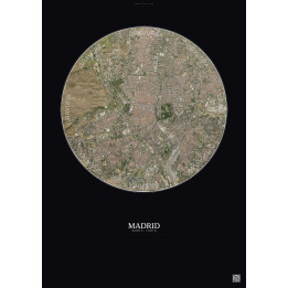 Affiche Madrid – Poster vue satellite 6km Couleur | Gravura – Fond foncé