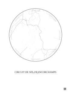 Affiche Circuit De Spa Francorchamps – Poster carte de ville 2.5km | Gravura – Fond clair