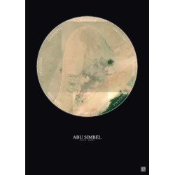 Affiche Abu Simbel – Poster vue satellite 0.1km Couleur | Gravura – Fond foncé