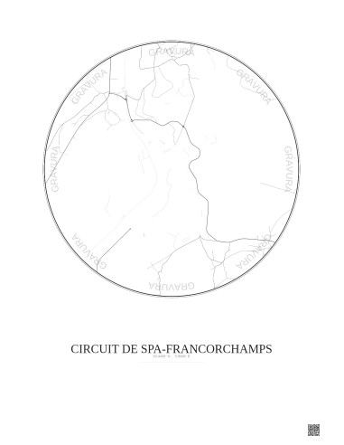 Affiche Circuit De Spa Francorchamps – Poster carte de ville 2.5km | Gravura – Fond clair