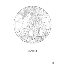Affiche New Delhi – Poster carte de ville 6km | Gravura – Fond c
