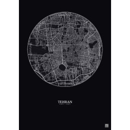 Affiche Tehran – Poster carte de ville 10km | Gravura – Fond fon