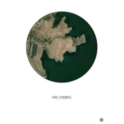 Affiche Abu Simbel – Poster vue satellite 0.5km Couleur | Gravura – Fond clair