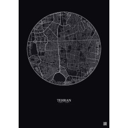 Affiche Tehran – Poster carte de ville 6km | Gravura – Fond fonc