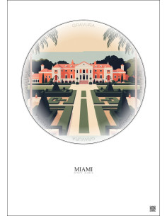 Affiche Miami – Poster illustration vintage – Vizcaya Museum And Gardens | Gravura – Fond clair
