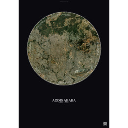 Affiche Addis Ababa – Poster vue satellite 10km Couleur | Gravura – Fond foncé