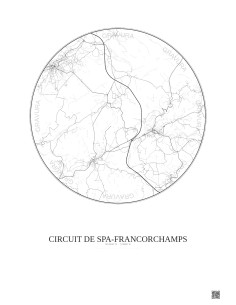 Affiche Circuit De Spa Francorchamps – Poster carte de ville 10km | Gravura – Fond clair