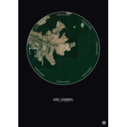 Affiche Abu Simbel – Poster vue satellite 1km Couleur | Gravura – Fond foncé