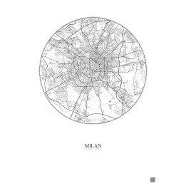 Affiche Milan – Poster carte de ville 10km | Gravura – Fond clai