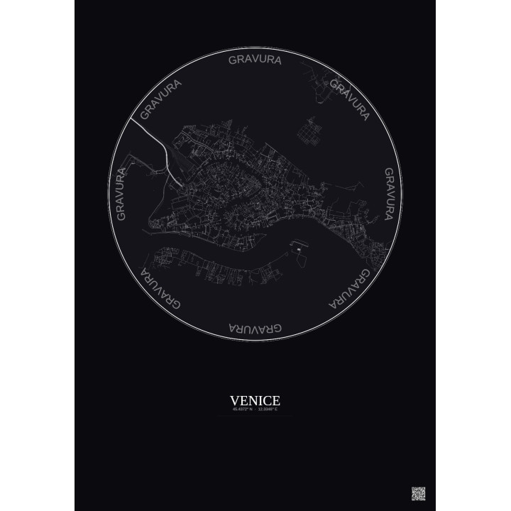 Affiche Venice – Poster carte de ville 2.5km | Gravura – Fond fo