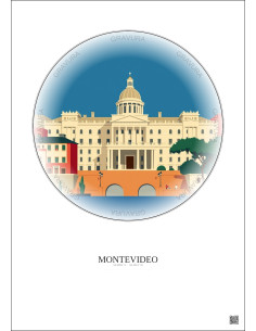 Montevideo Vintage Travel Poster – Legislative Palace | Gravura – Light background