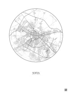 Affiche Sofia – Poster carte de ville 10km | Gravura – Fond clair