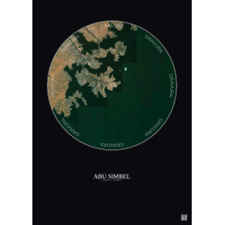 Affiche Abu Simbel – Poster vue satellite 2.5km Couleur | Gravura – Fond foncé