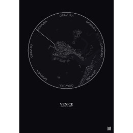 Affiche Venice – Poster carte de ville 5km | Gravura – Fond fonc