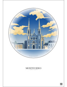Montevideo Vintage Travel Poster – Metropolitan Basilica Cathedral Of The Immaculate Conception And San Felipe And Santiago | Gr