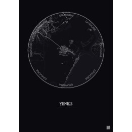 Affiche Venice – Poster carte de ville 10km | Gravura – Fond fon