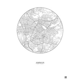 Affiche Amman – Poster carte de ville 10km | Gravura – Fond clai