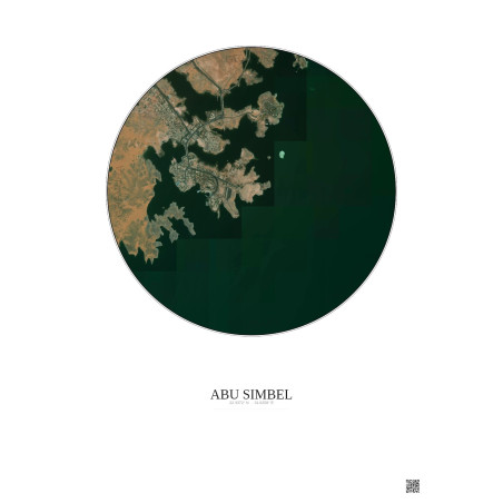Affiche Abu Simbel – Poster vue satellite 2.5km Couleur | Gravura – Fond clair