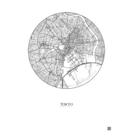 Affiche Tokyo – Poster carte de ville 10km | Gravura – Fond clai
