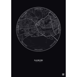 Affiche Nairobi – Poster carte de ville 10km | Gravura – Fond fo