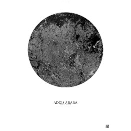 Affiche Addis Ababa – Poster vue satellite 6km N&B | Gravura – Fond clair