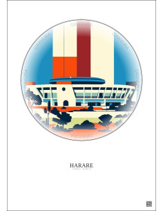Harare Vintage Travel Poster – National Sports Stadium | Gravura – Light background