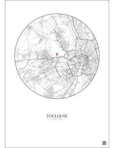 Toulouse, France - Custom City Map 10 km · Light background