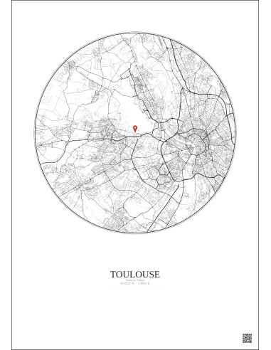 Toulouse, France - Carte de ville personnalisée 10 km · Fond clair