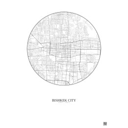 Affiche Bishkek City – Poster carte de ville 6km | Gravura – Fon