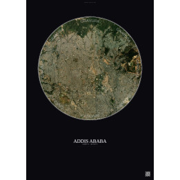 Affiche Addis Ababa – Poster vue satellite 6km Couleur | Gravura – Fond foncé