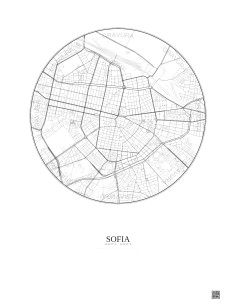 Affiche Sofia – Poster carte de ville 2.5km | Gravura – Fond clair