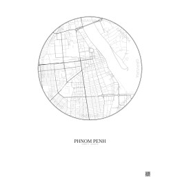 Affiche Phnom Penh – Poster carte de ville 2.5km | Gravura – Fon