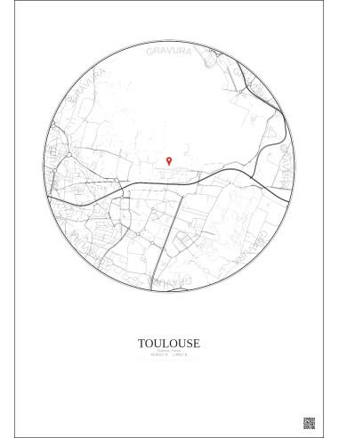Toulouse, France - Carte de ville personnalisée 2.5 km · Fond clair