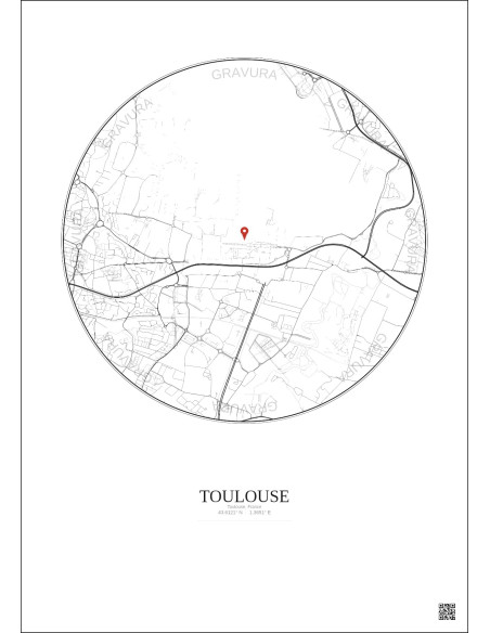 Toulouse, France - Carte de ville personnalisée 2.5 km · Fond clair