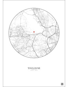 Toulouse, France - Custom City Map 5 km · Light background