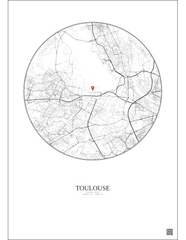 Toulouse, France - Carte de ville personnalisée 5 km · Fond clair