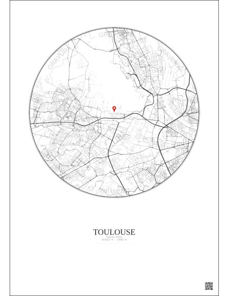 Toulouse, France - Carte de ville personnalisée 5 km · Fond clair