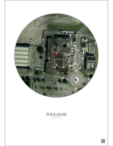 Toulouse, France - Custom Satellite View 0.1 km · Color · Light background