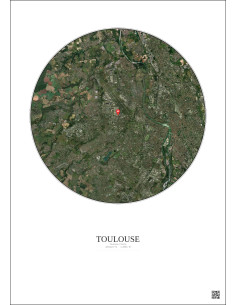 Toulouse, France - Vue satellite personnalisée 10 km · Couleur · Fond clair