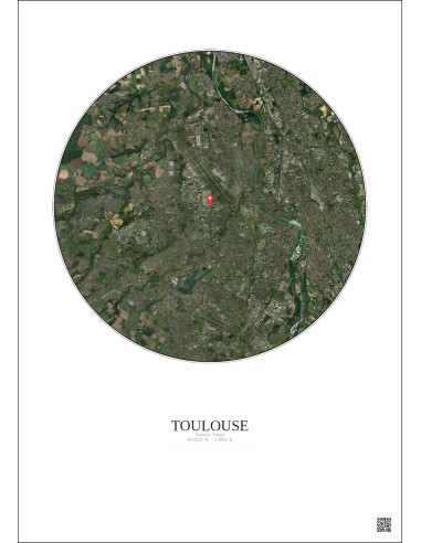 Toulouse, France - Vue satellite personnalisée 10 km · Couleur · Fond clair