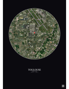 Toulouse, France - Vue satellite personnalisée 2.5 km · Couleur · Fond foncé