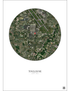 Toulouse, France - Vue satellite personnalisée 2.5 km · Couleur · Fond clair