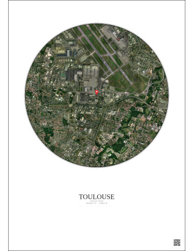 Toulouse, France - Custom Satellite View 2.5 km · Color · Light background