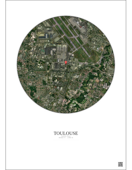 Toulouse, France - Custom Satellite View 2.5 km · Color · Light background