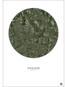Toulouse, France - Vue satellite personnalisée 5 km · Couleur · Fond clair