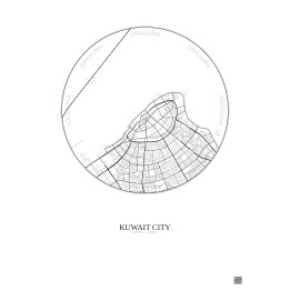 Affiche Kuwait City – Poster carte de ville 6km | Gravura – Fond