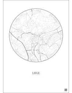 Liege City Map Poster 2.5km | Gravura – Light background